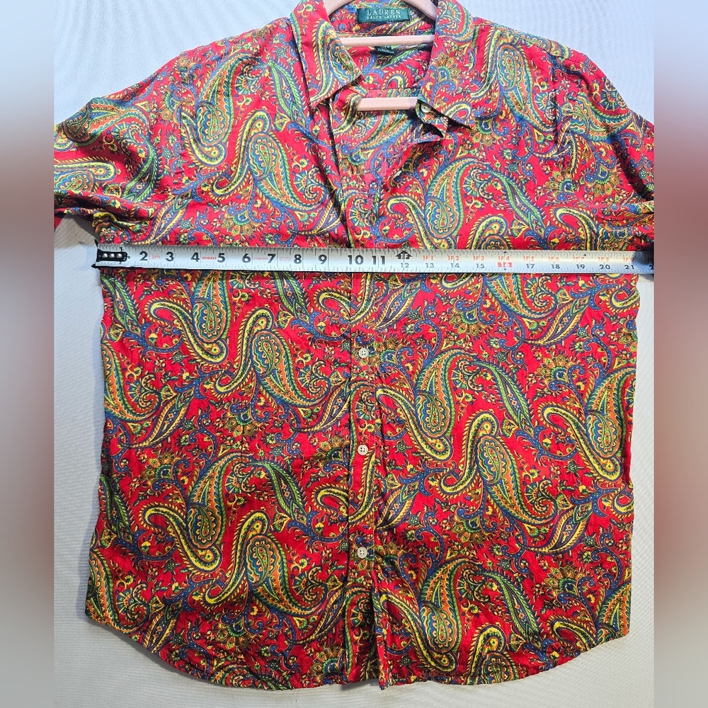 Vintage Ralph Lauren Red Paisley Button-Down Shirt Size Large - Picture 4 of 7